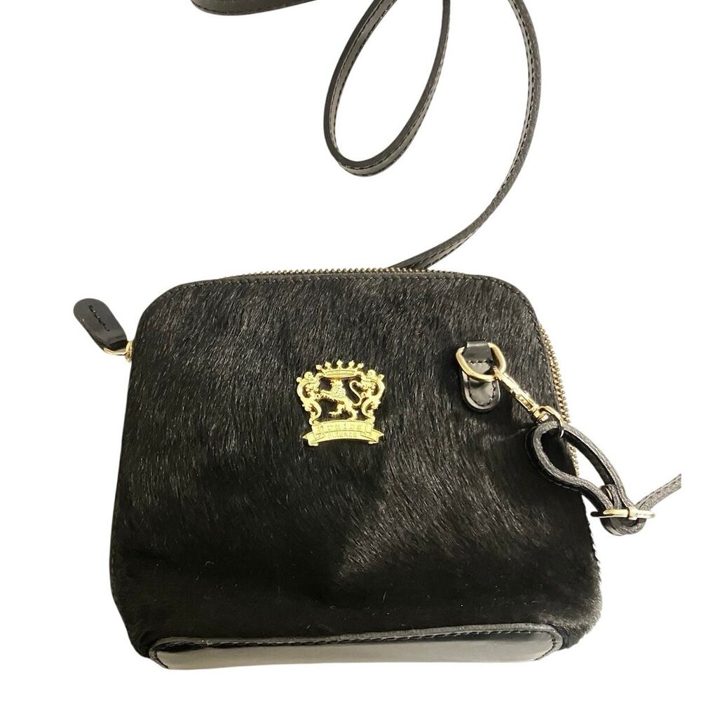 Pratesi Firenze Volterra Leather Crossbody Bag Black Cavallino Hair - Italian